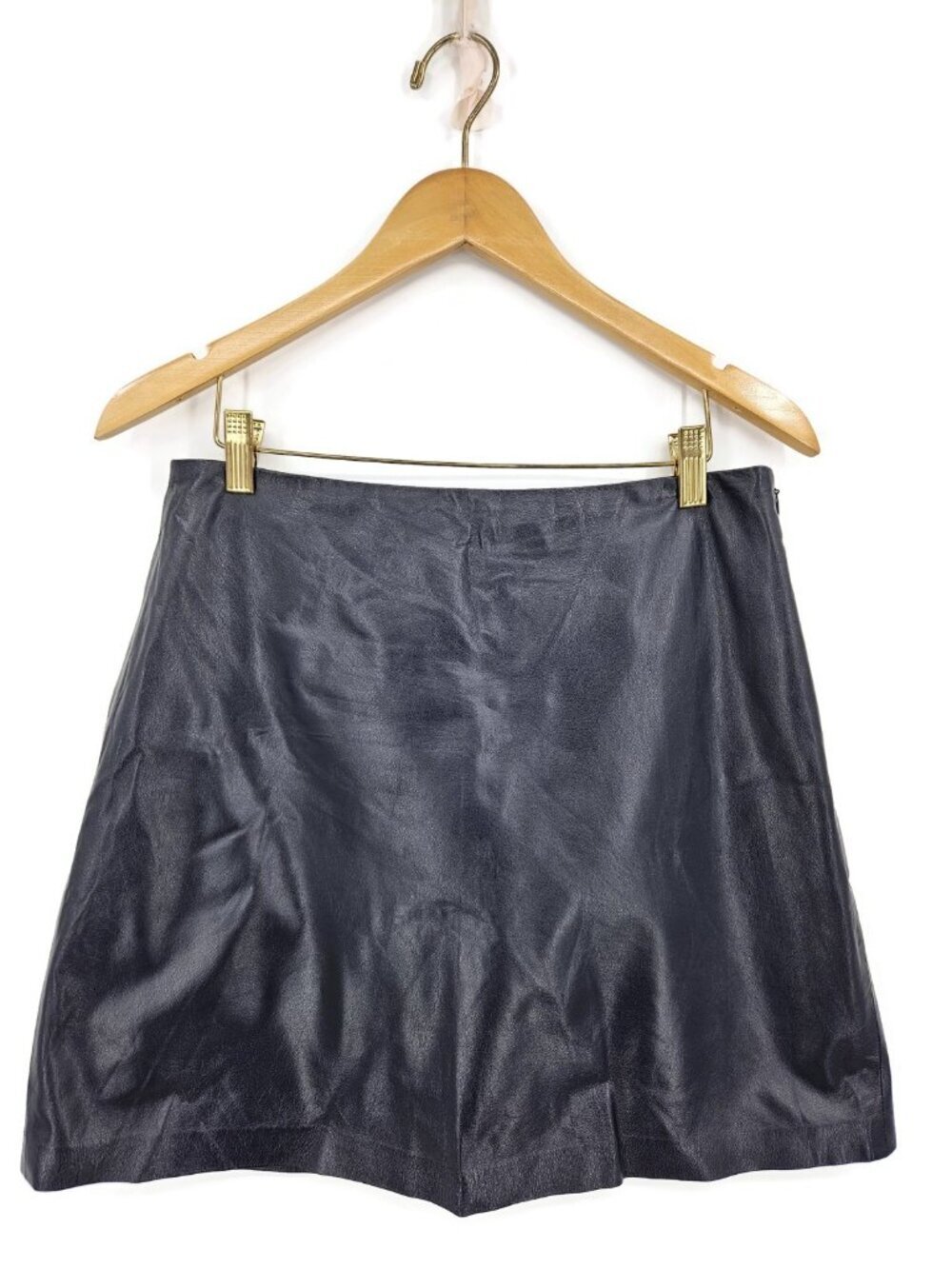 Theory Lamb Leather Micro Mini Skirt Womens 6 Dark Blue Paper Leather
